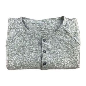 John Varvatos USA Henley Shirt Men's Sz Medium Distressed Style Gray Long Sleeve